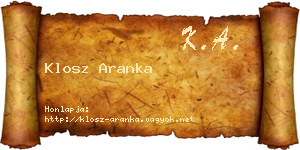 Klosz Aranka névjegykártya